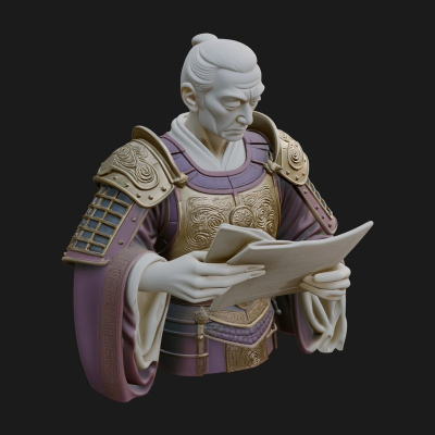 Armored Strategist Bust Design 3 3D Print Model