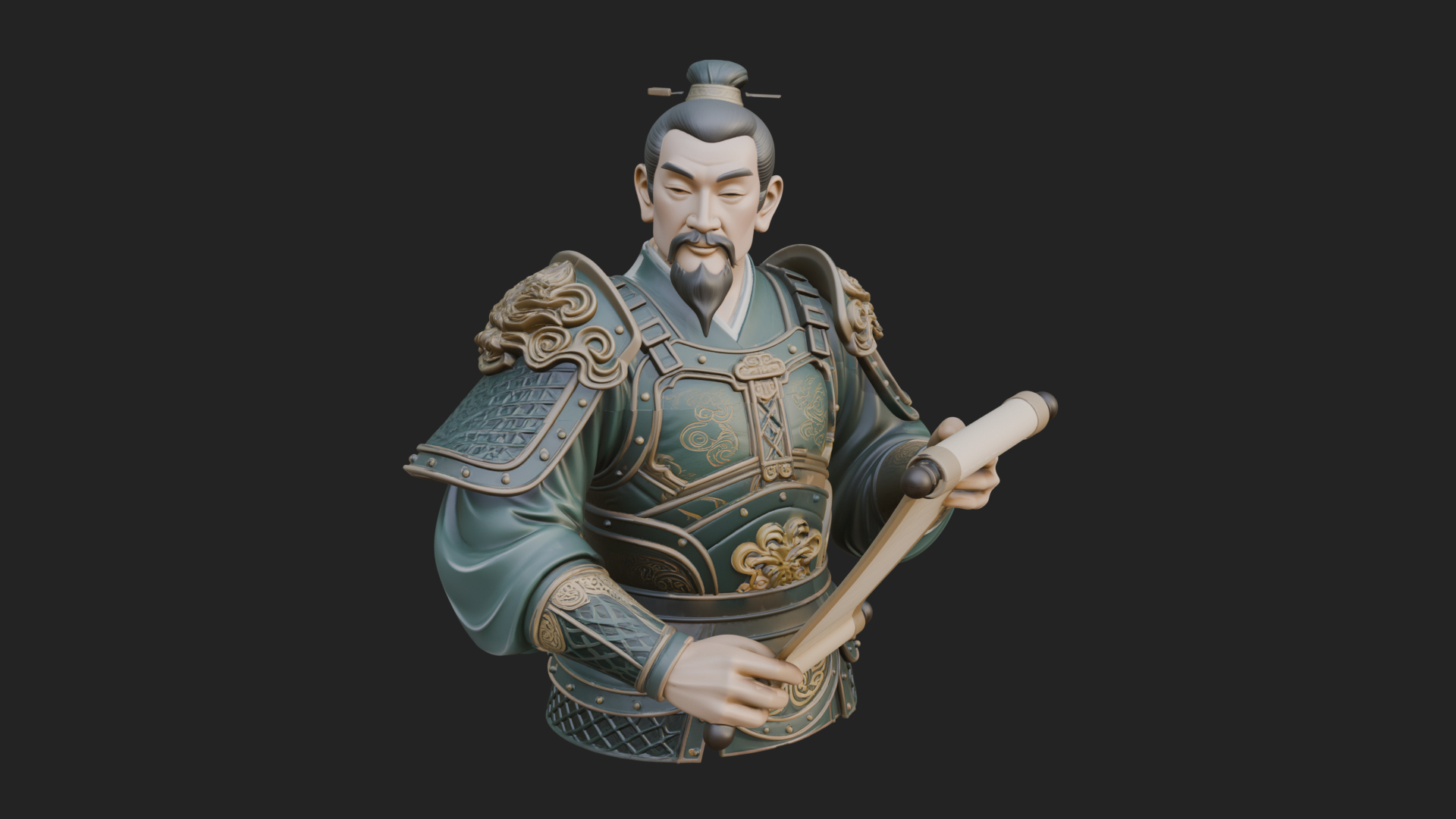 Armored Strategist Bust Design 4 3D Print Model 3D Model