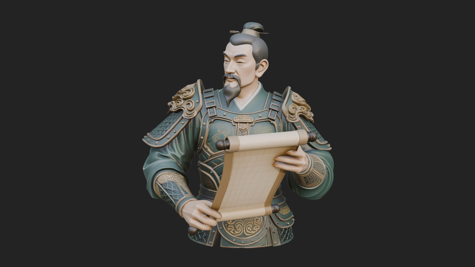 Armored Strategist Bust Design 4 3D Print Model 3D Model