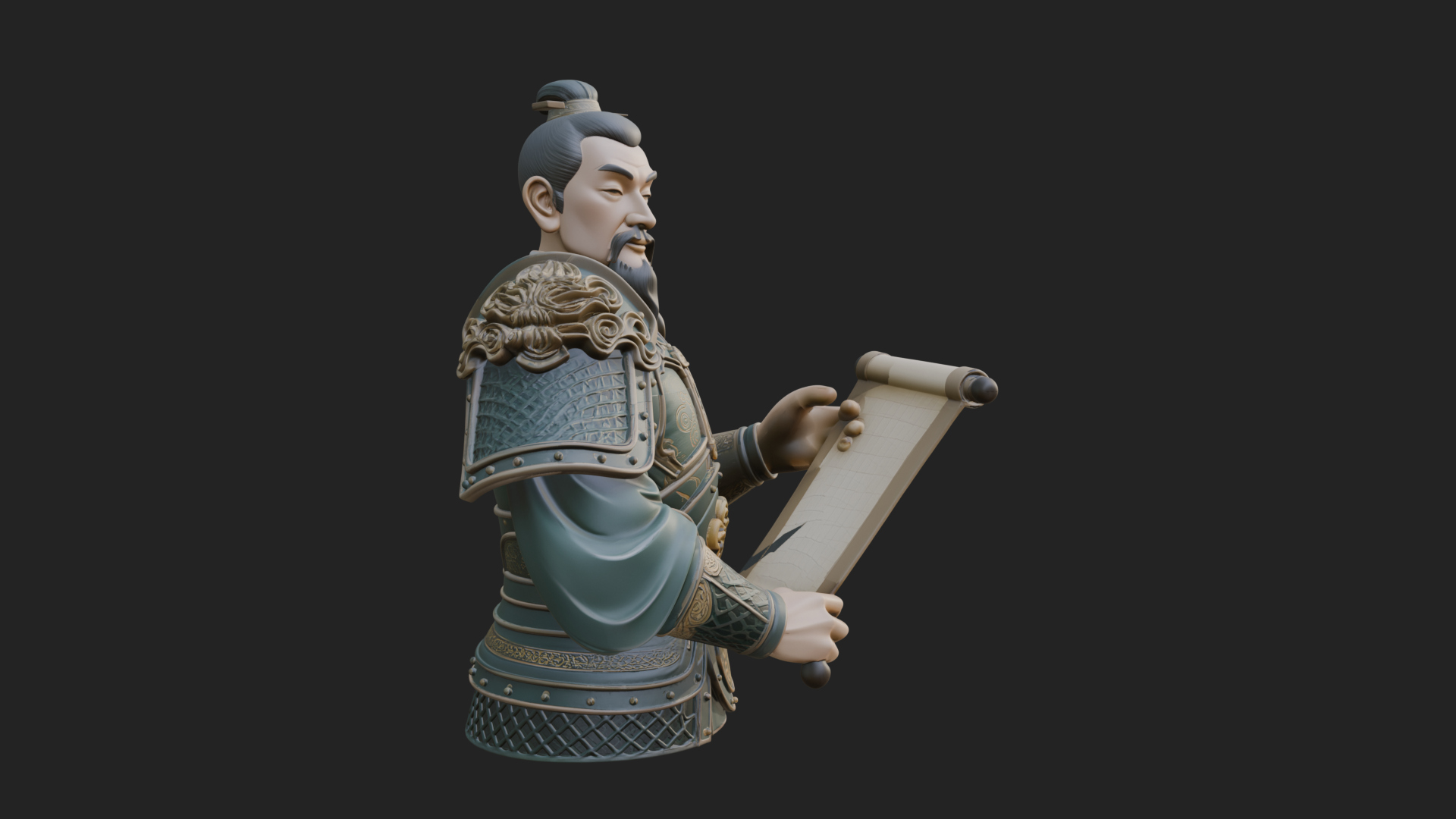 Armored Strategist Bust Design 4 3D Print Model 3D Model