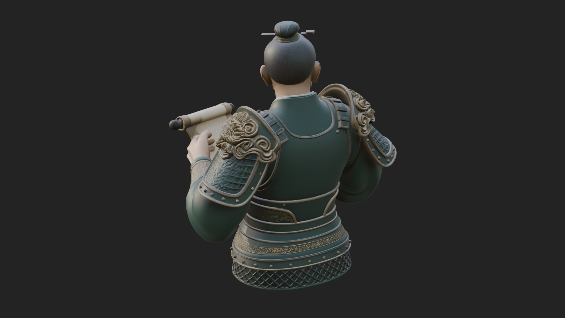 Armored Strategist Bust Design 4 3D Print Model 3D Model