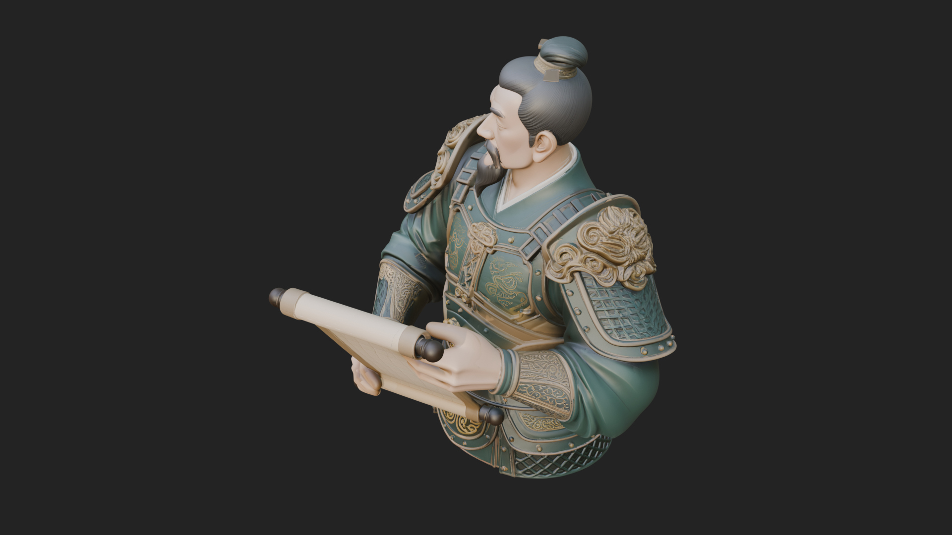 Armored Strategist Bust Design 4 3D Print Model 3D Model