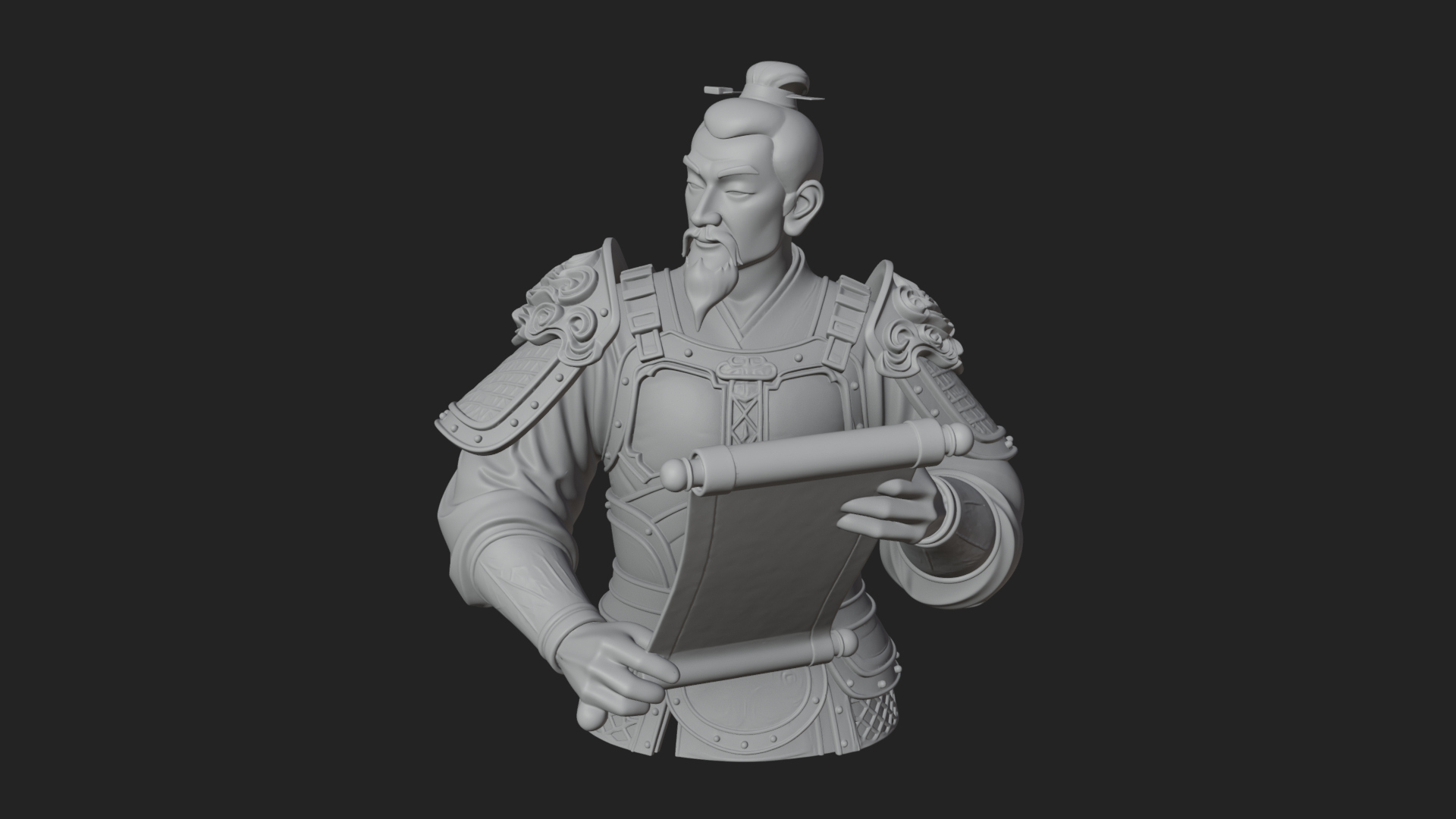 Armored Strategist Bust Design 4 3D Print Model 3D Model