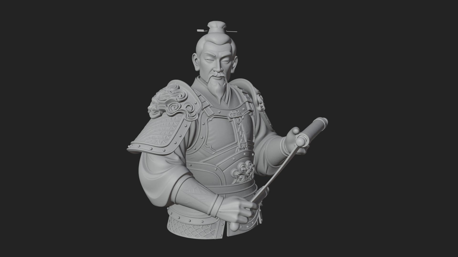 Armored Strategist Bust Design 4 3D Print Model 3D Model