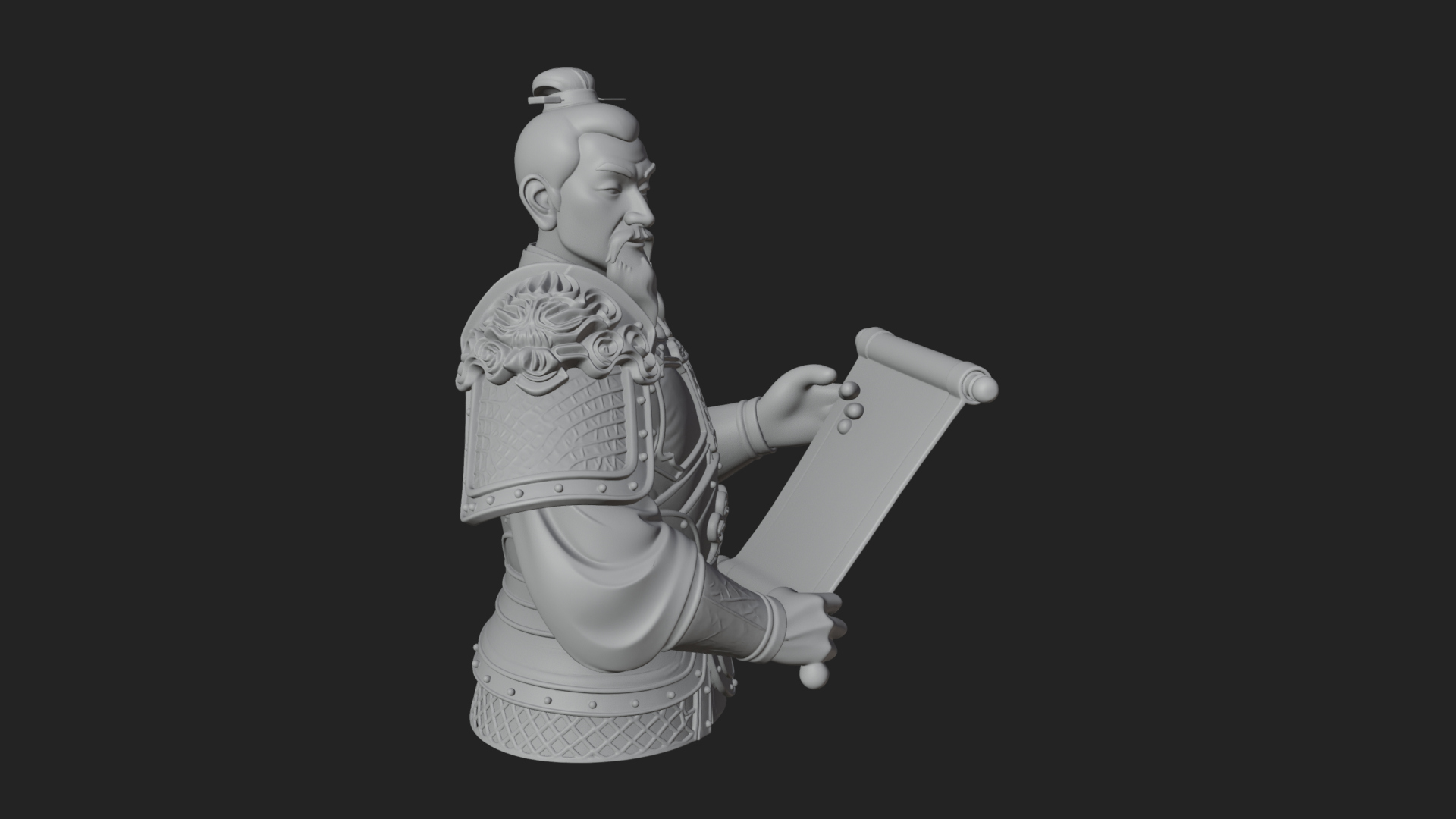 Armored Strategist Bust Design 4 3D Print Model 3D Model