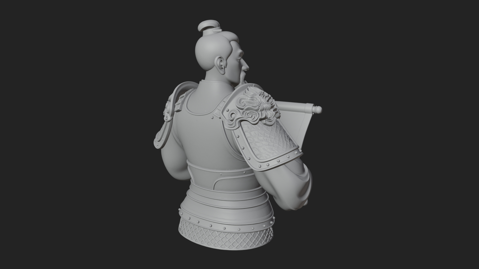 Armored Strategist Bust Design 4 3D Print Model 3D Model