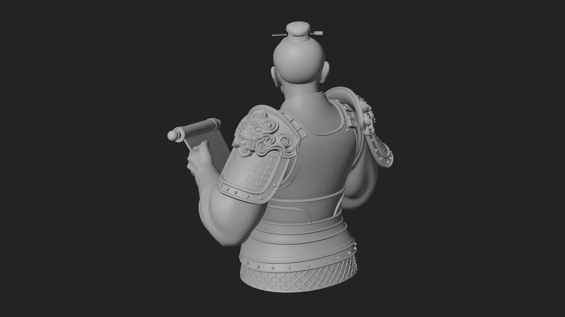 Armored Strategist Bust Design 4 3D Print Model 3D Model