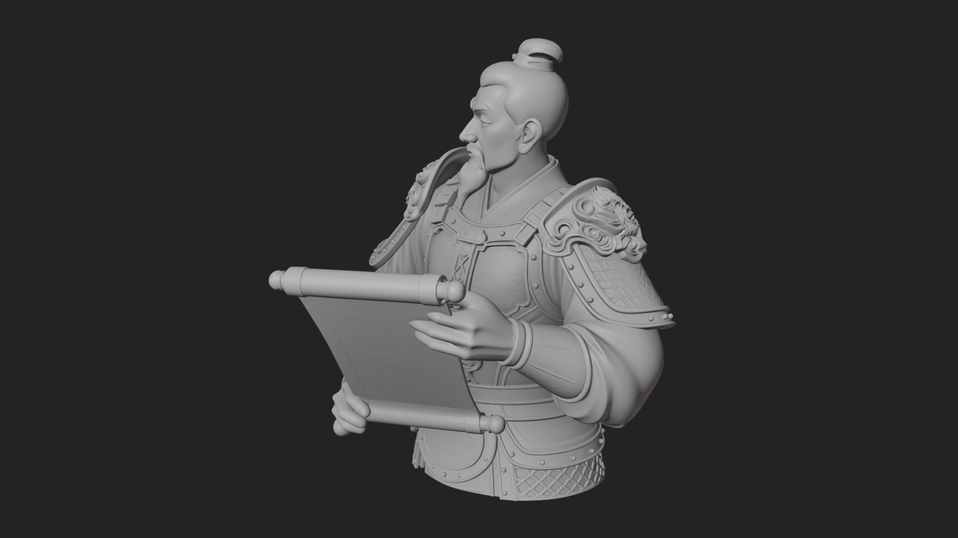 Armored Strategist Bust Design 4 3D Print Model 3D Model