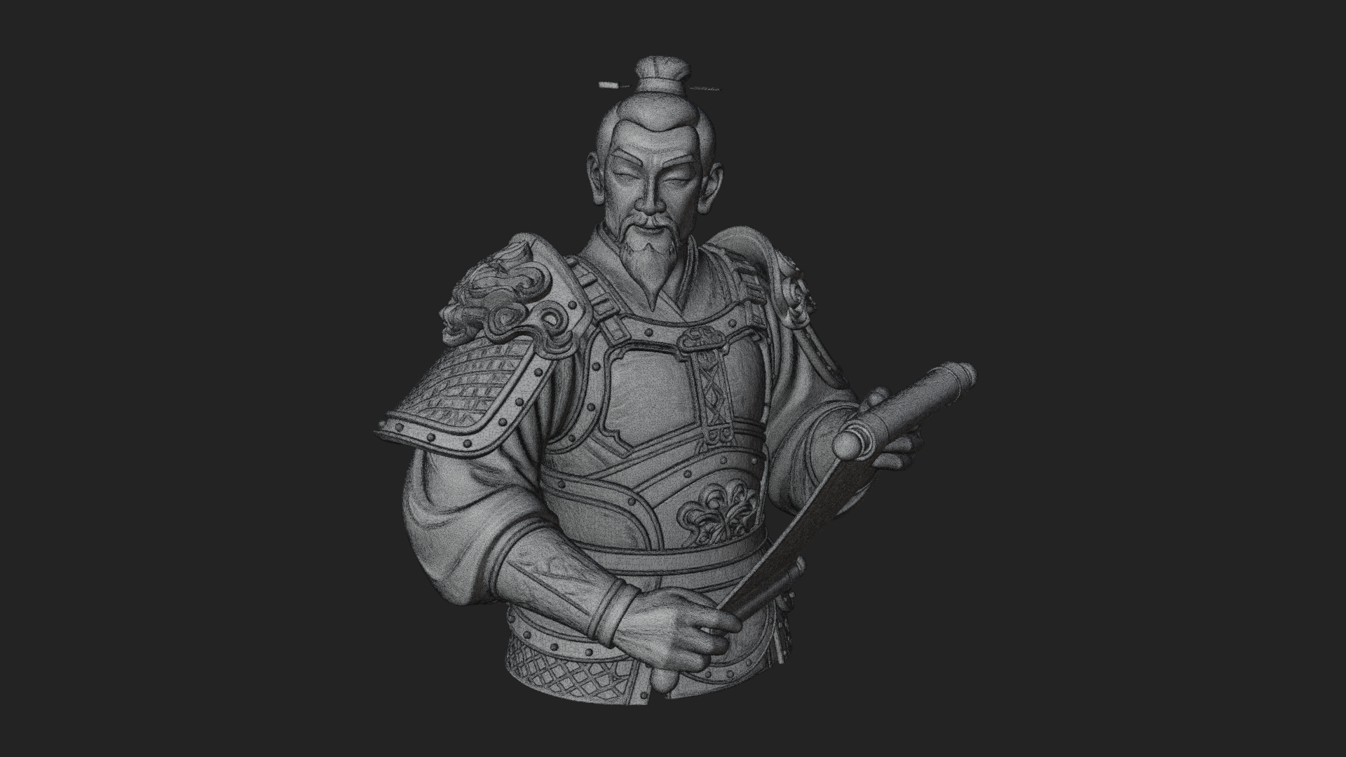 Armored Strategist Bust Design 4 3D Print Model 3D Model