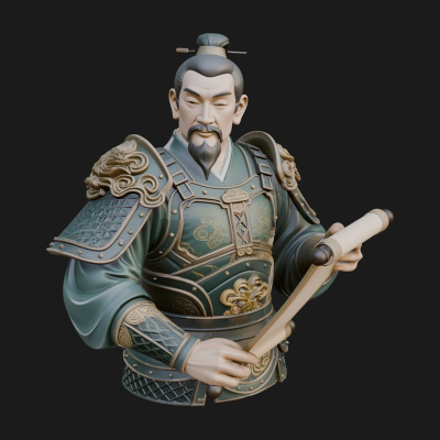 Armored Strategist Bust Design 4 3D Print Model