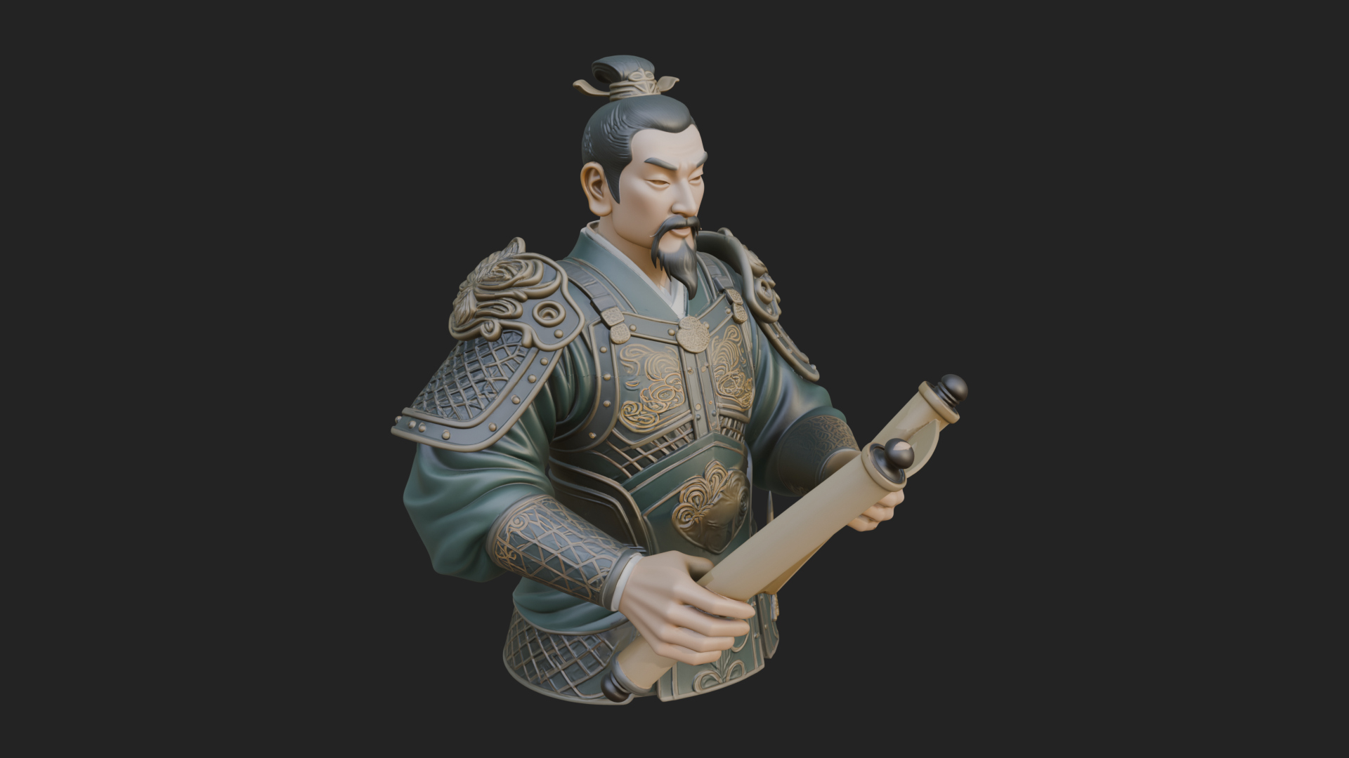 Armored Strategist Bust Design 5 3D Print Model 3D Model