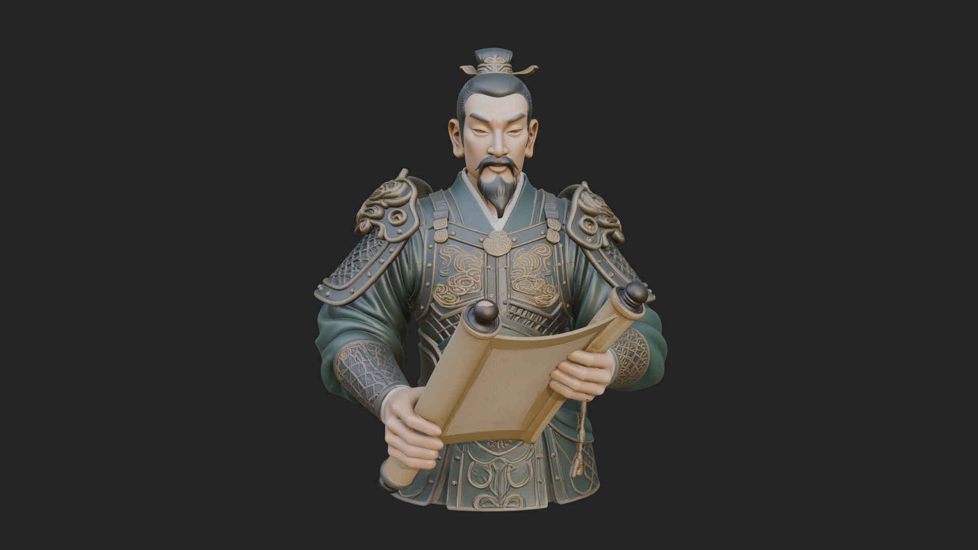 Armored Strategist Bust Design 5 3D Print Model 3D Model