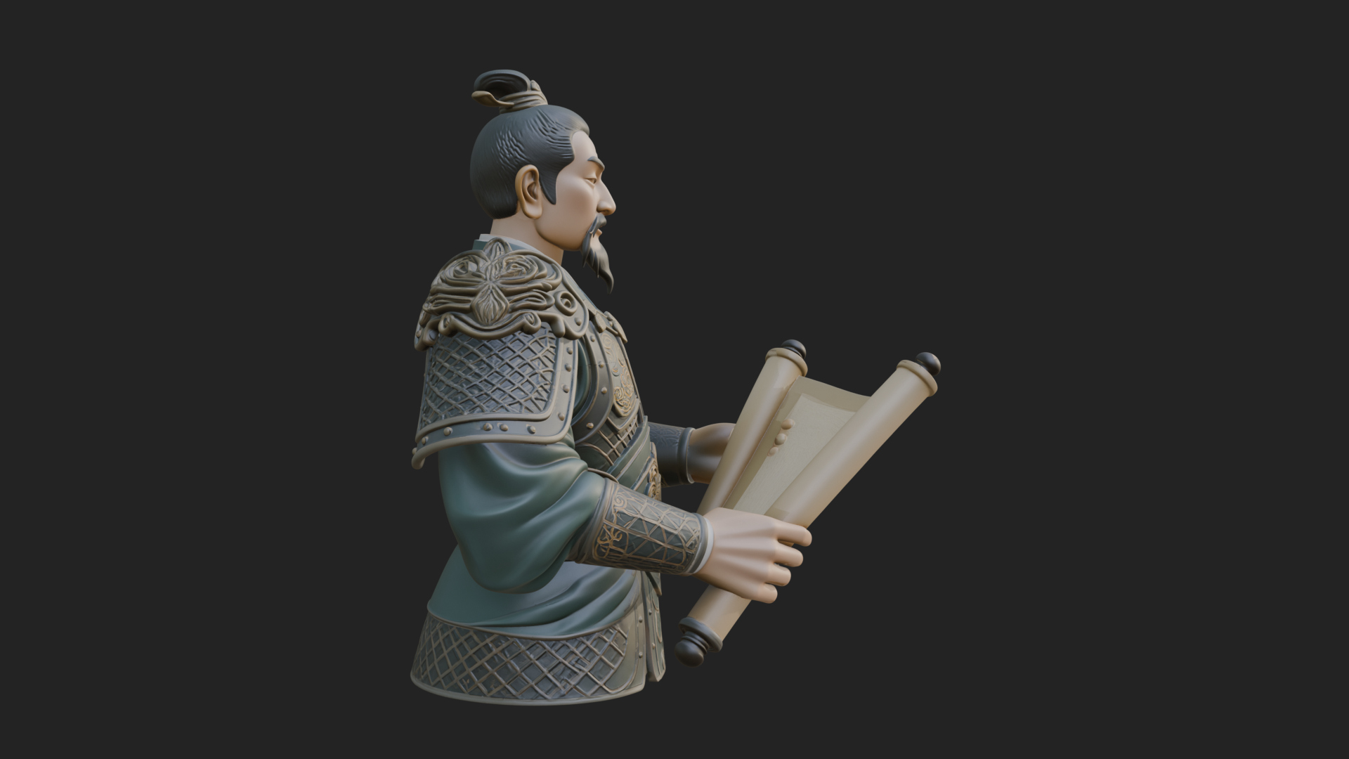 Armored Strategist Bust Design 5 3D Print Model 3D Model