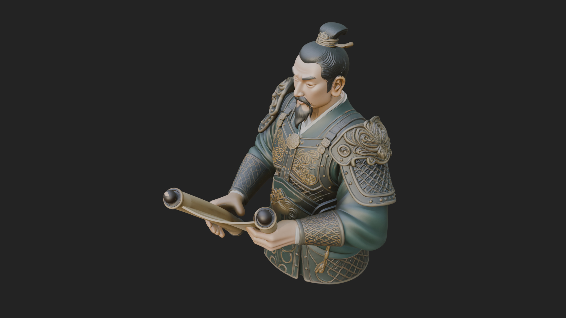 Armored Strategist Bust Design 5 3D Print Model 3D Model