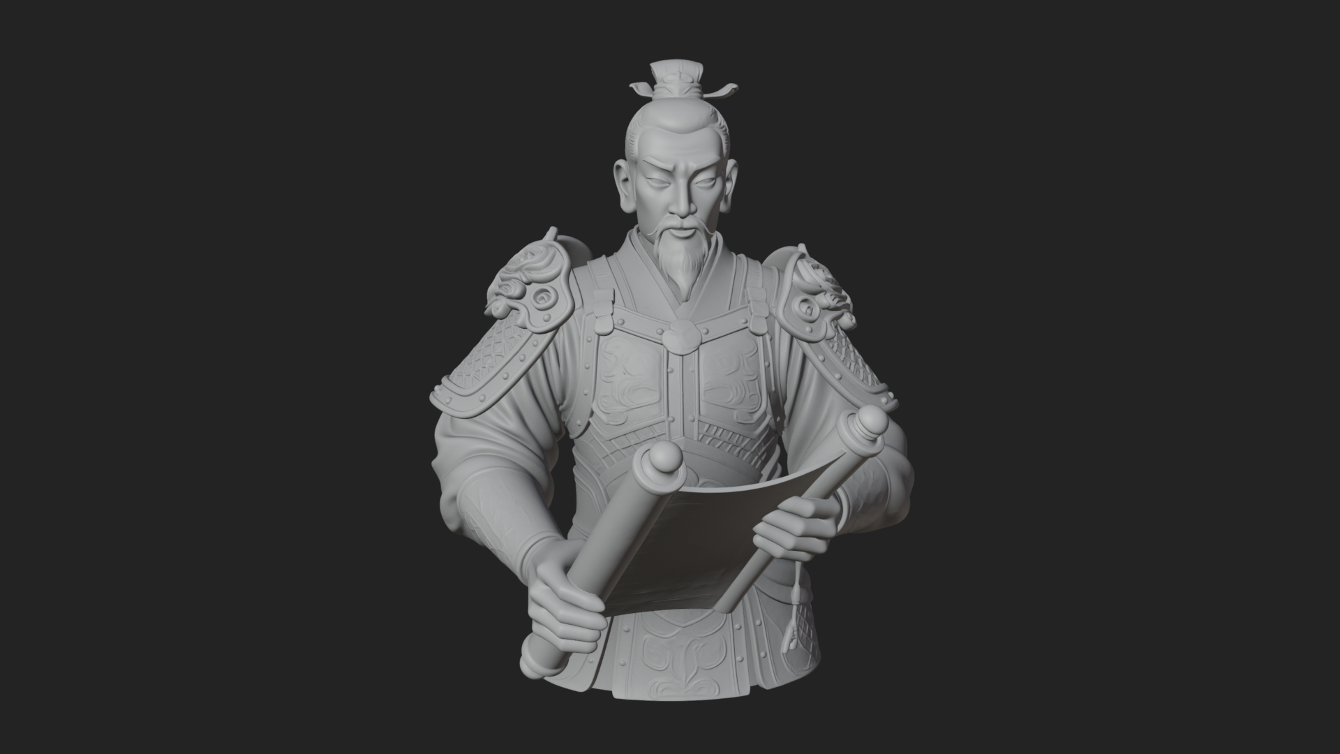 Armored Strategist Bust Design 5 3D Print Model 3D Model