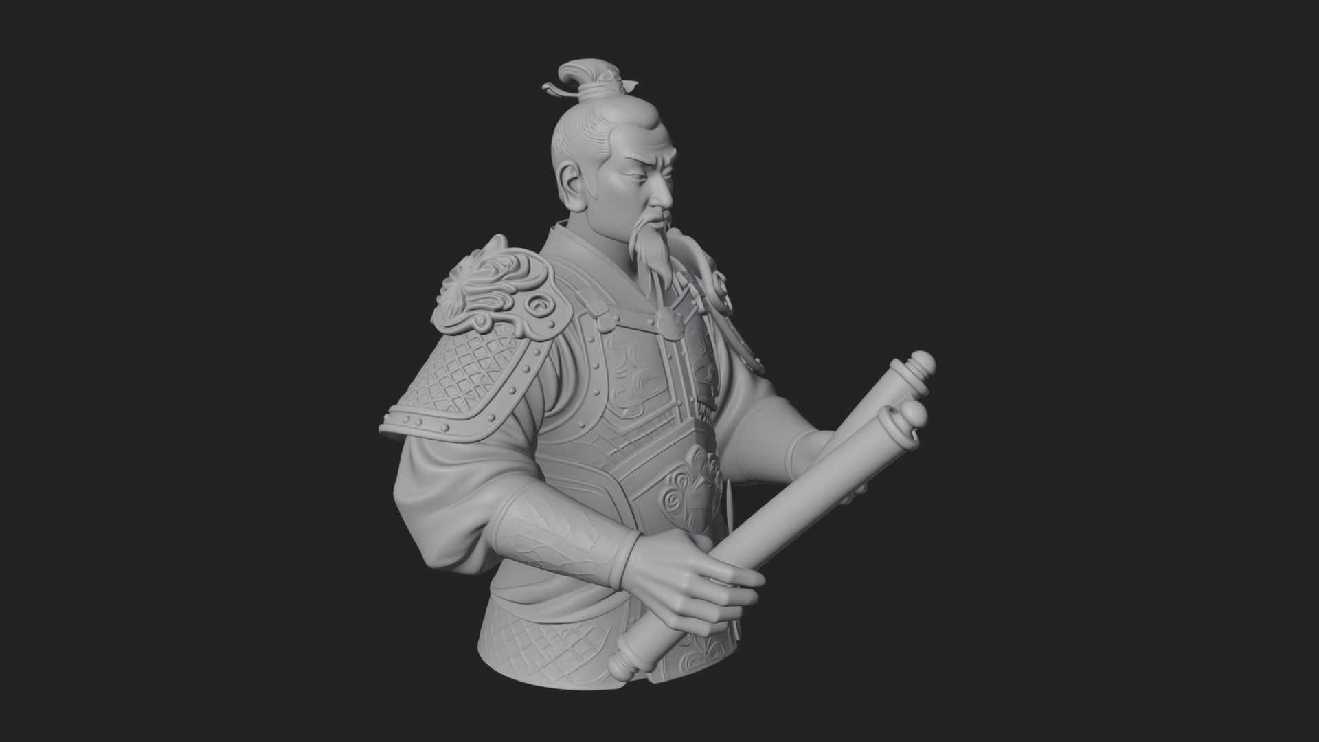 Armored Strategist Bust Design 5 3D Print Model 3D Model