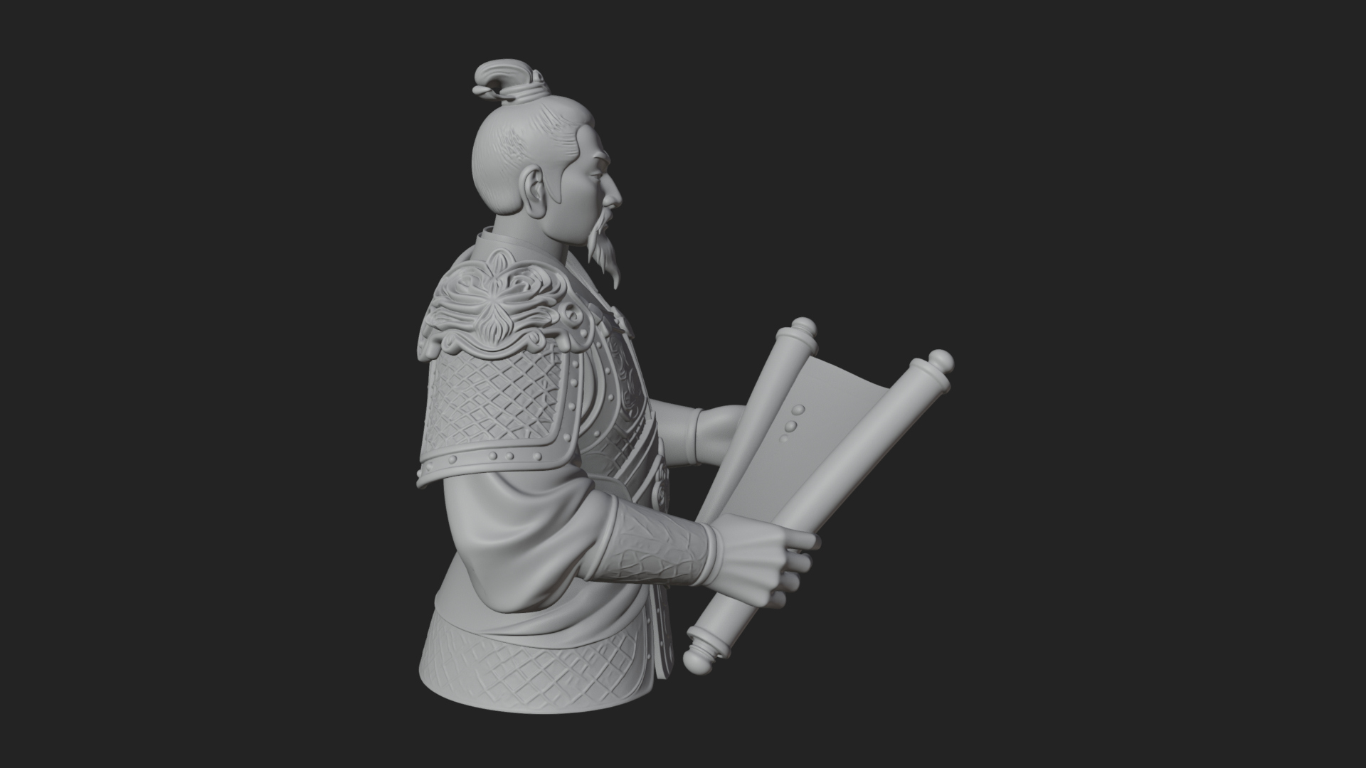 Armored Strategist Bust Design 5 3D Print Model 3D Model