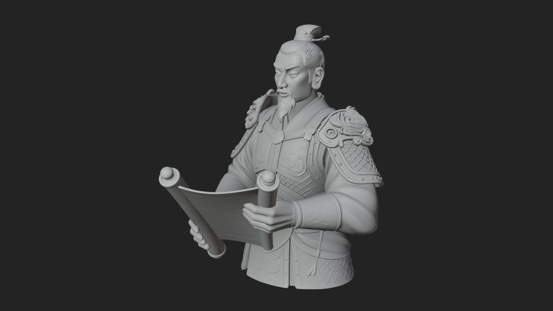 Armored Strategist Bust Design 5 3D Print Model 3D Model