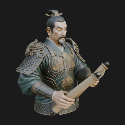 Armored Strategist Bust Design 5 3D Print Model