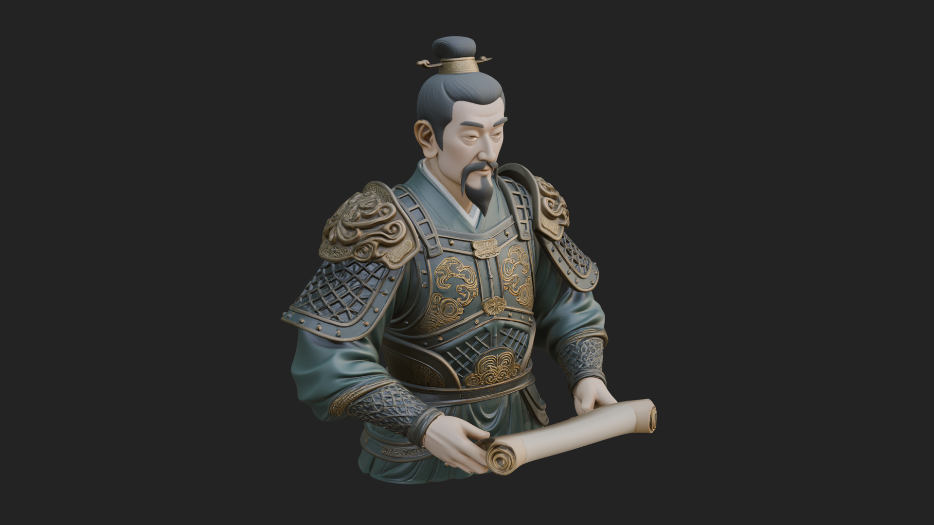 Armored Strategist Bust Design 6 3D Print Model 3D Model