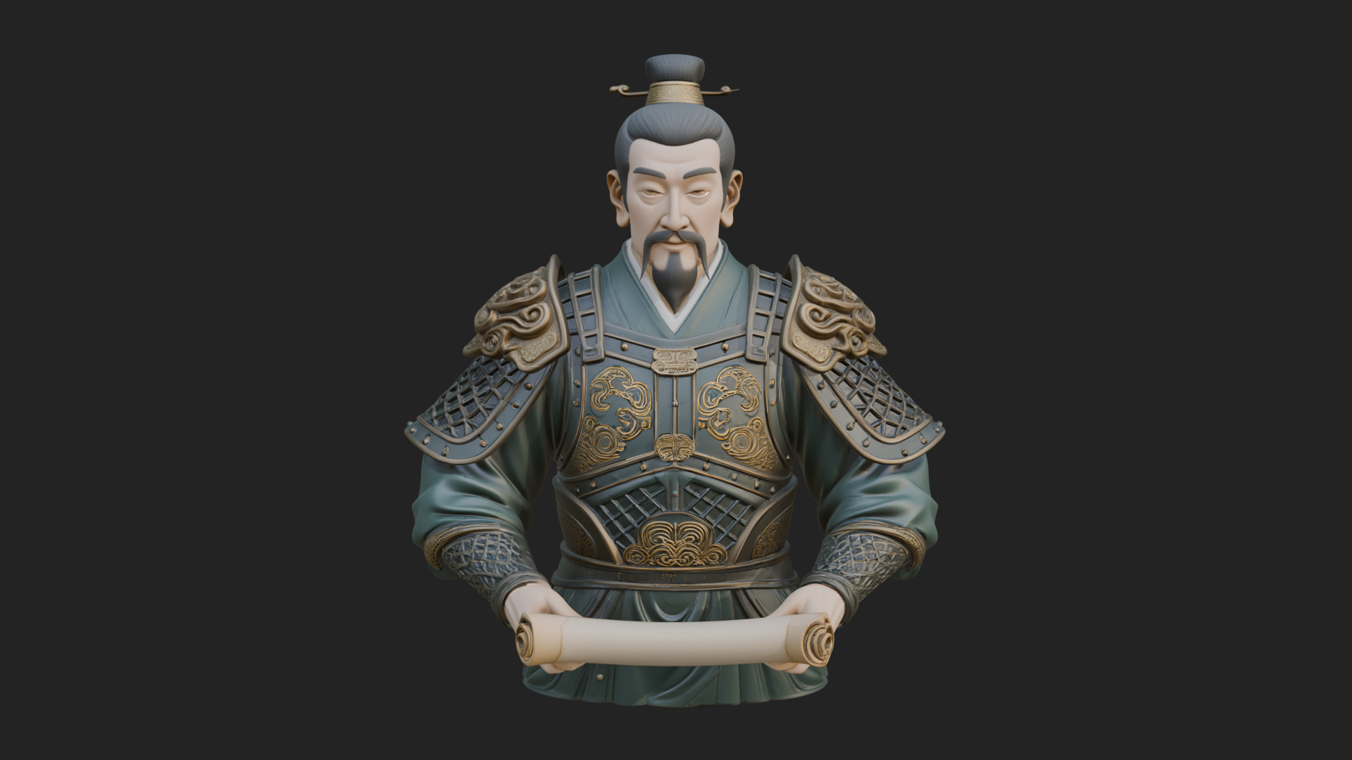 Armored Strategist Bust Design 6 3D Print Model 3D Model