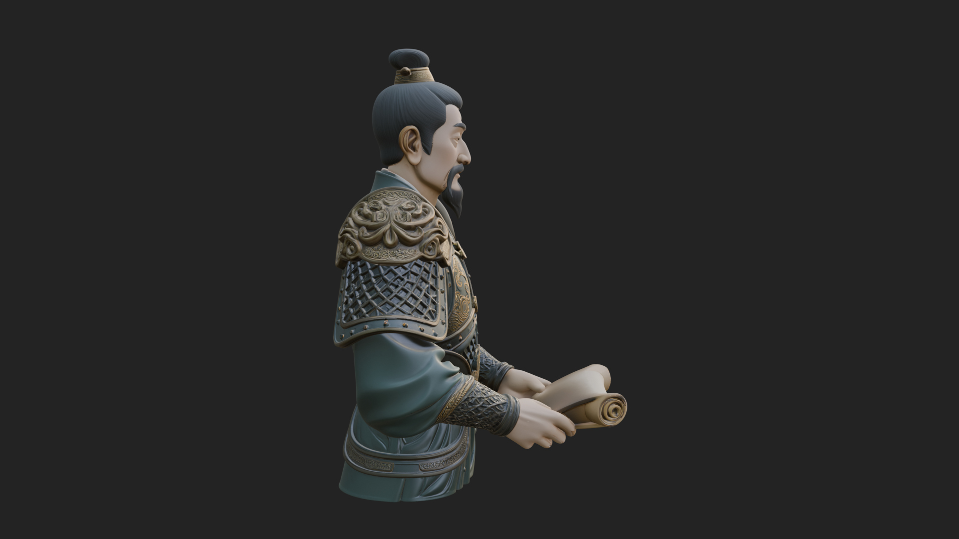 Armored Strategist Bust Design 6 3D Print Model 3D Model