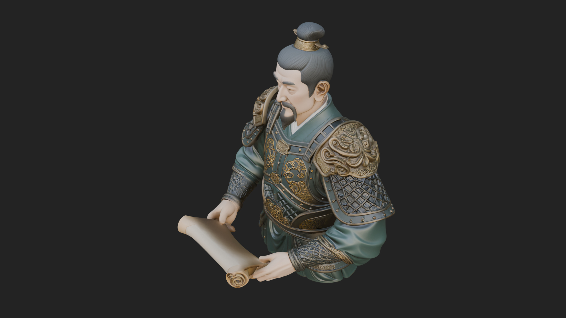 Armored Strategist Bust Design 6 3D Print Model 3D Model