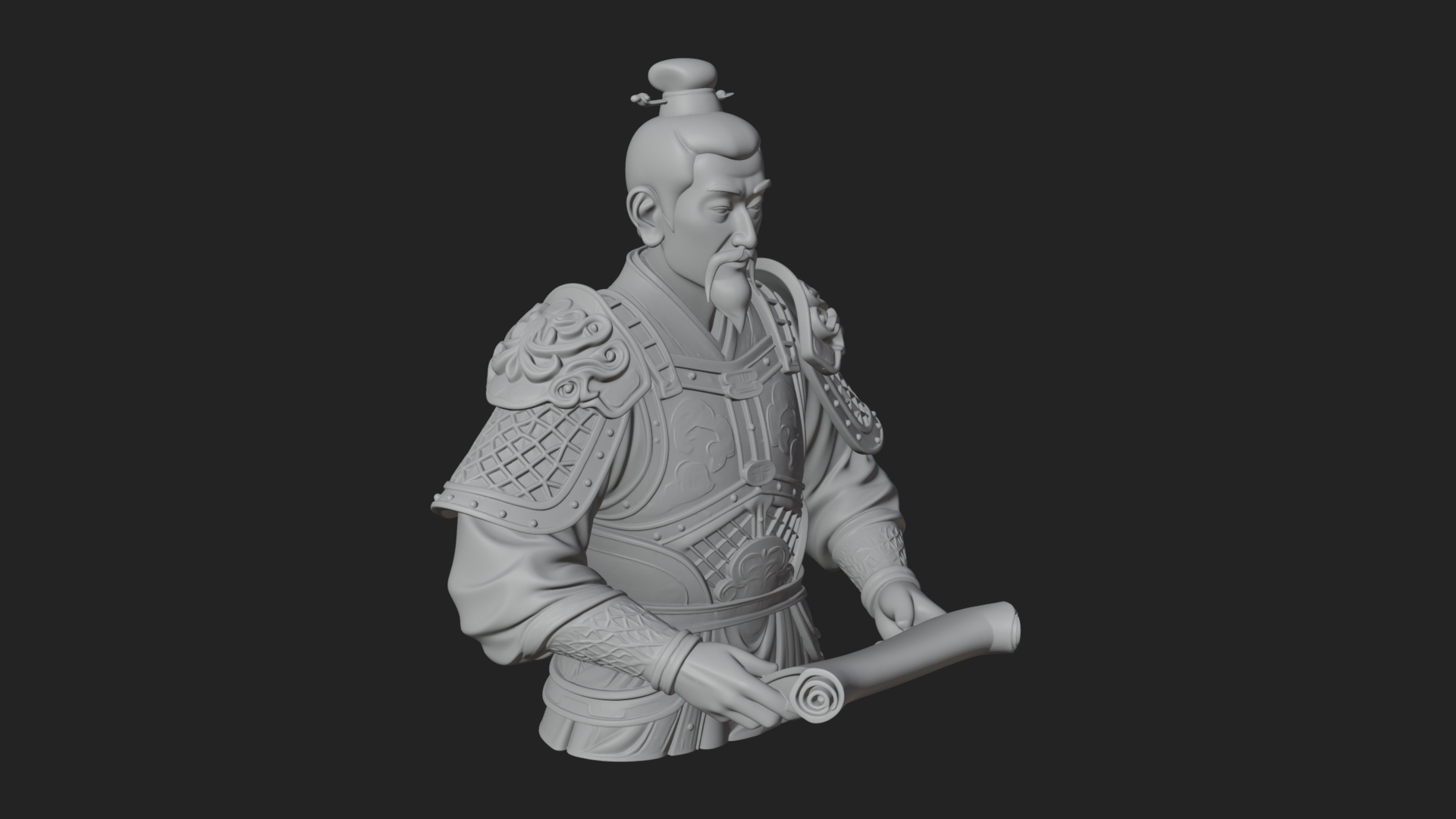 Armored Strategist Bust Design 6 3D Print Model 3D Model
