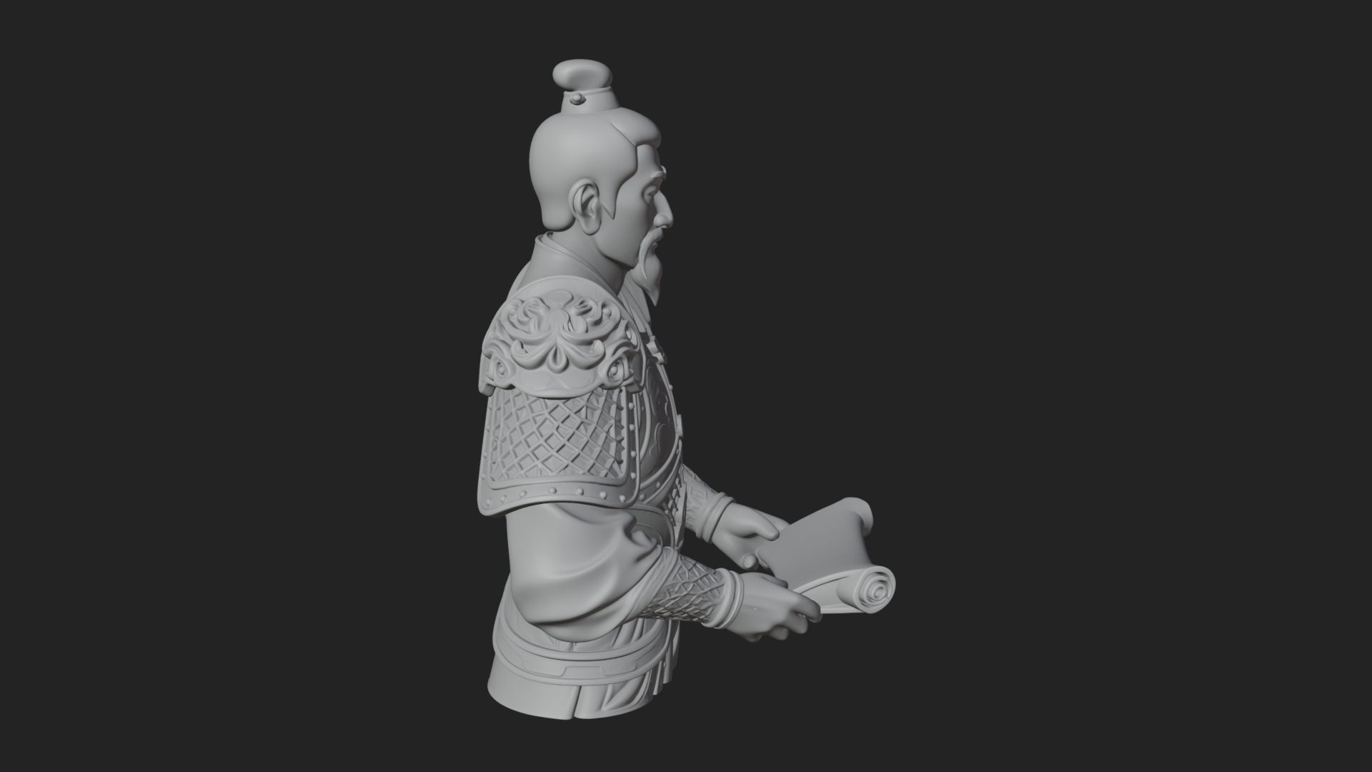 Armored Strategist Bust Design 6 3D Print Model 3D Model
