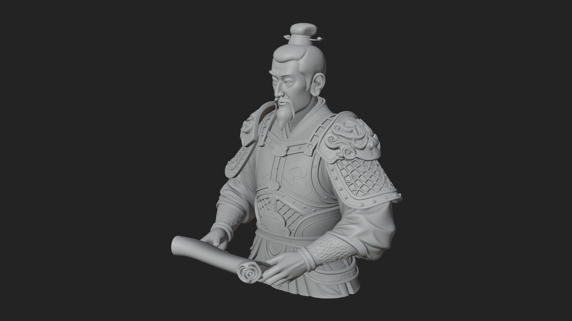 Armored Strategist Bust Design 6 3D Print Model 3D Model