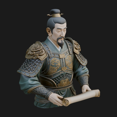 Armored Strategist Bust Design 6 3D Print Model