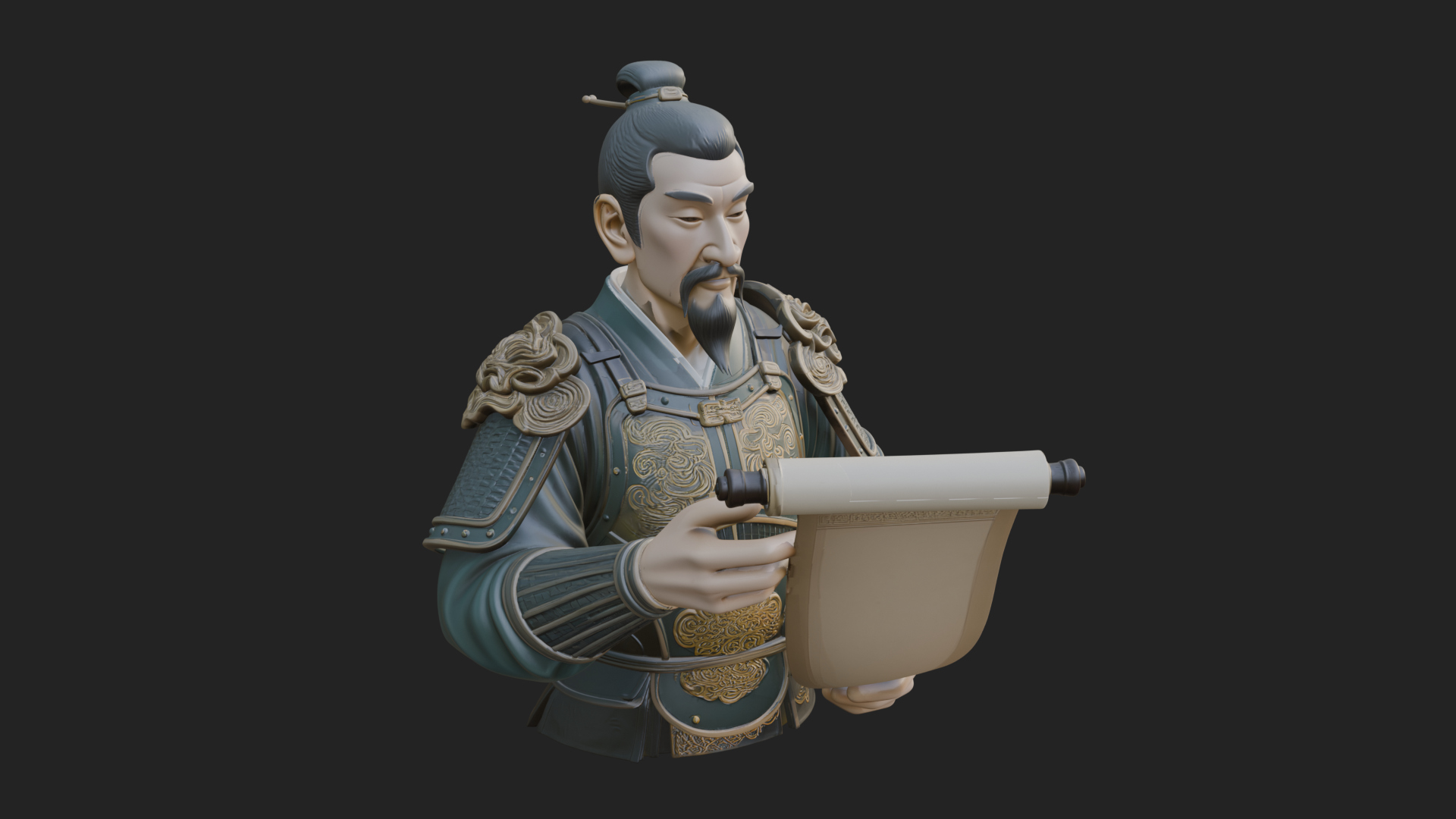 Armored Strategist Bust Design 7 3D Print Model 3D Model