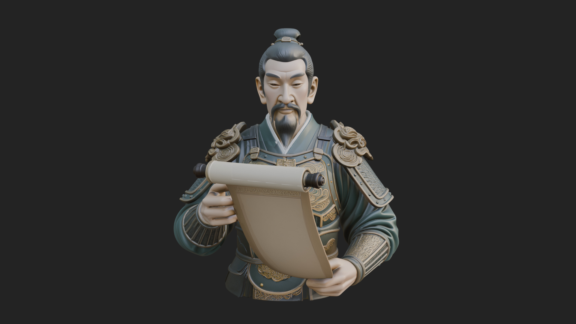 Armored Strategist Bust Design 7 3D Print Model 3D Model