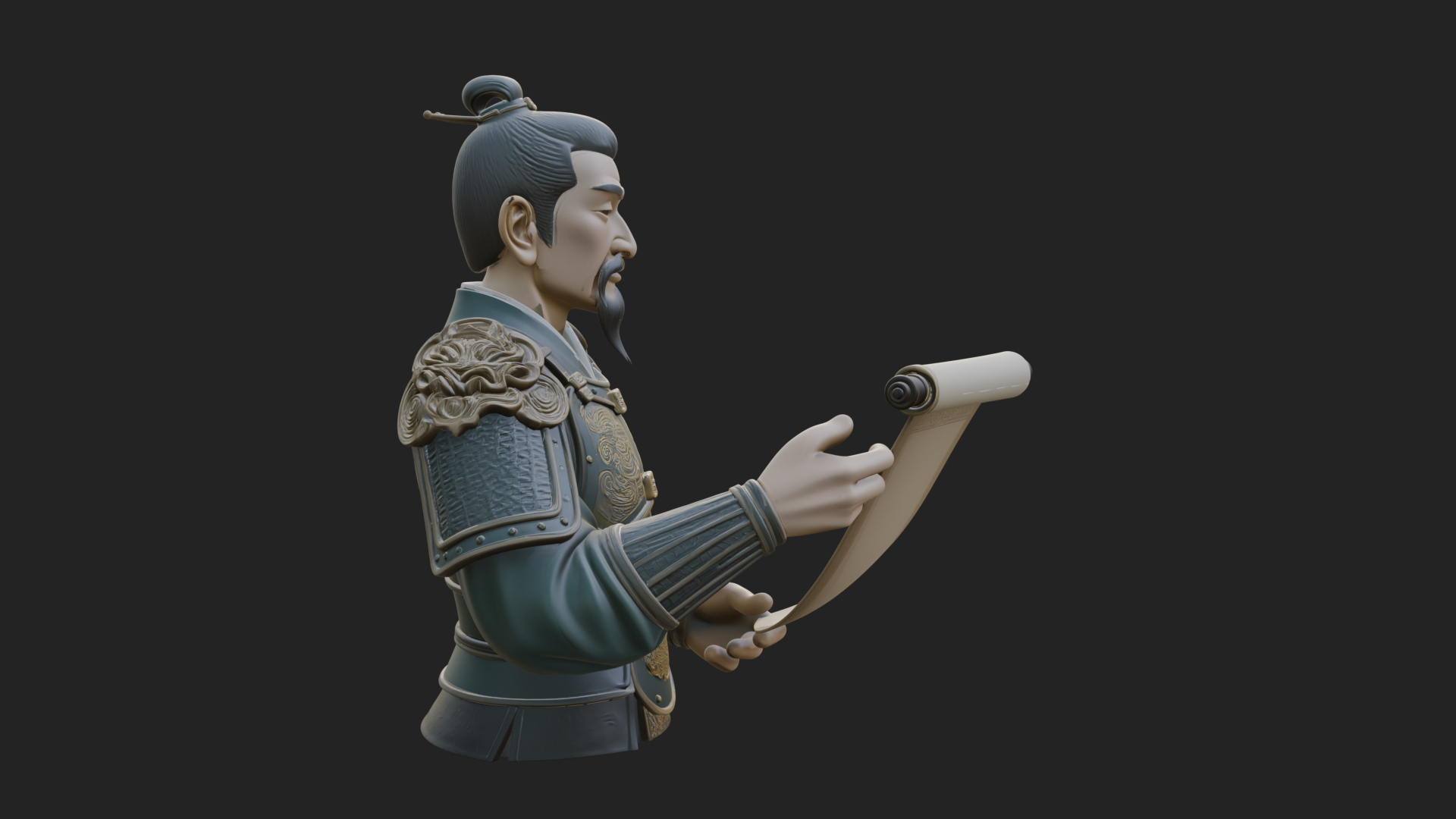 Armored Strategist Bust Design 7 3D Print Model 3D Model