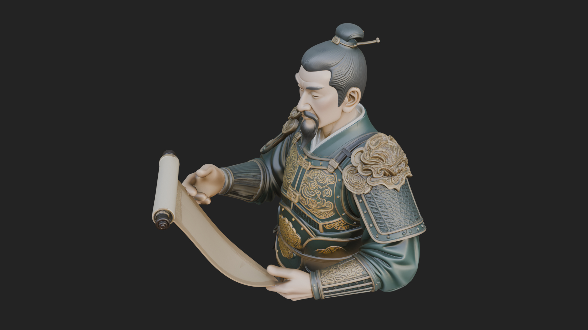 Armored Strategist Bust Design 7 3D Print Model 3D Model