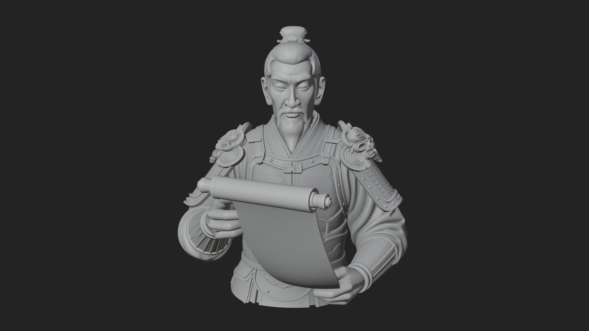 Armored Strategist Bust Design 7 3D Print Model 3D Model