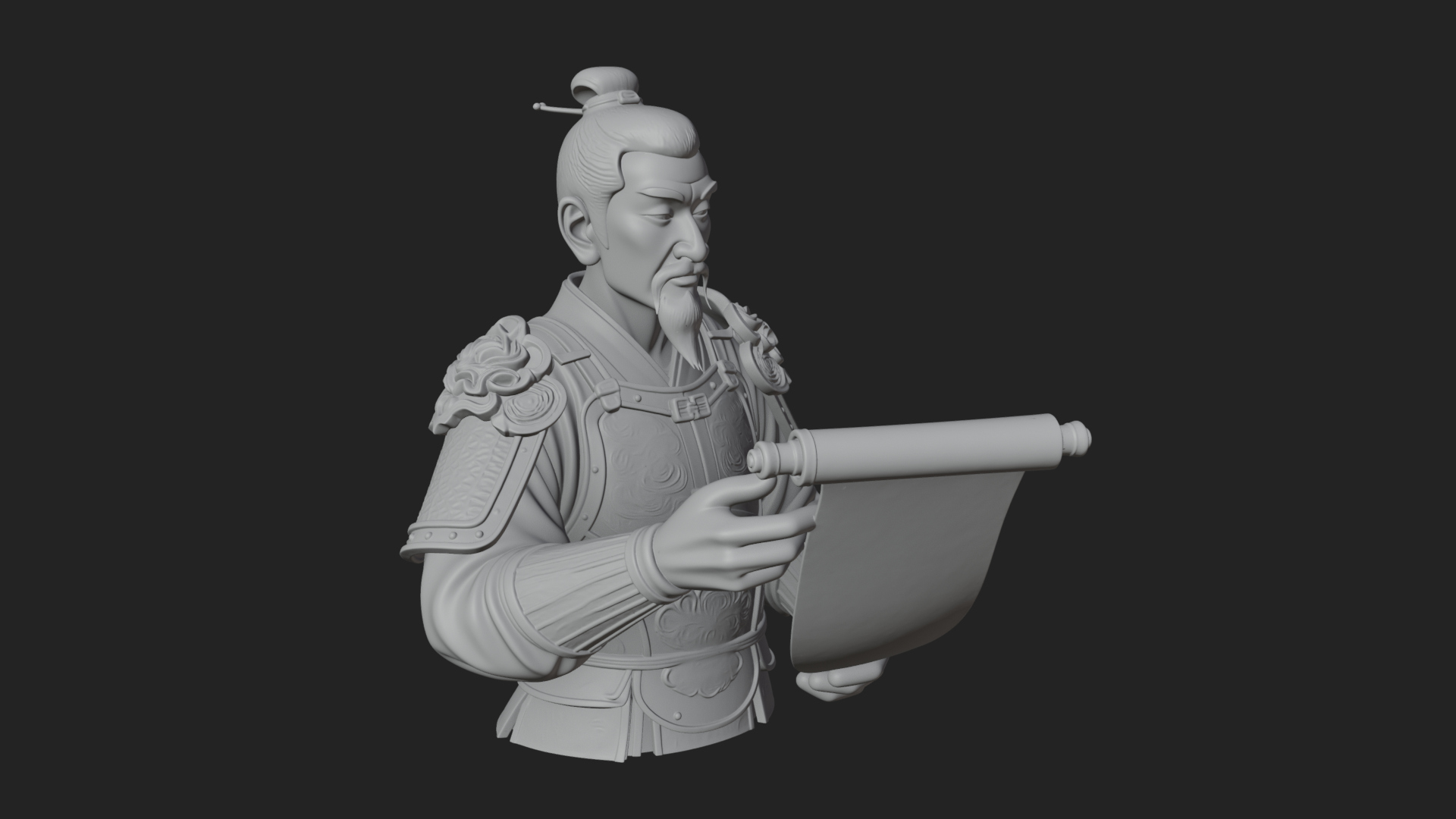 Armored Strategist Bust Design 7 3D Print Model 3D Model