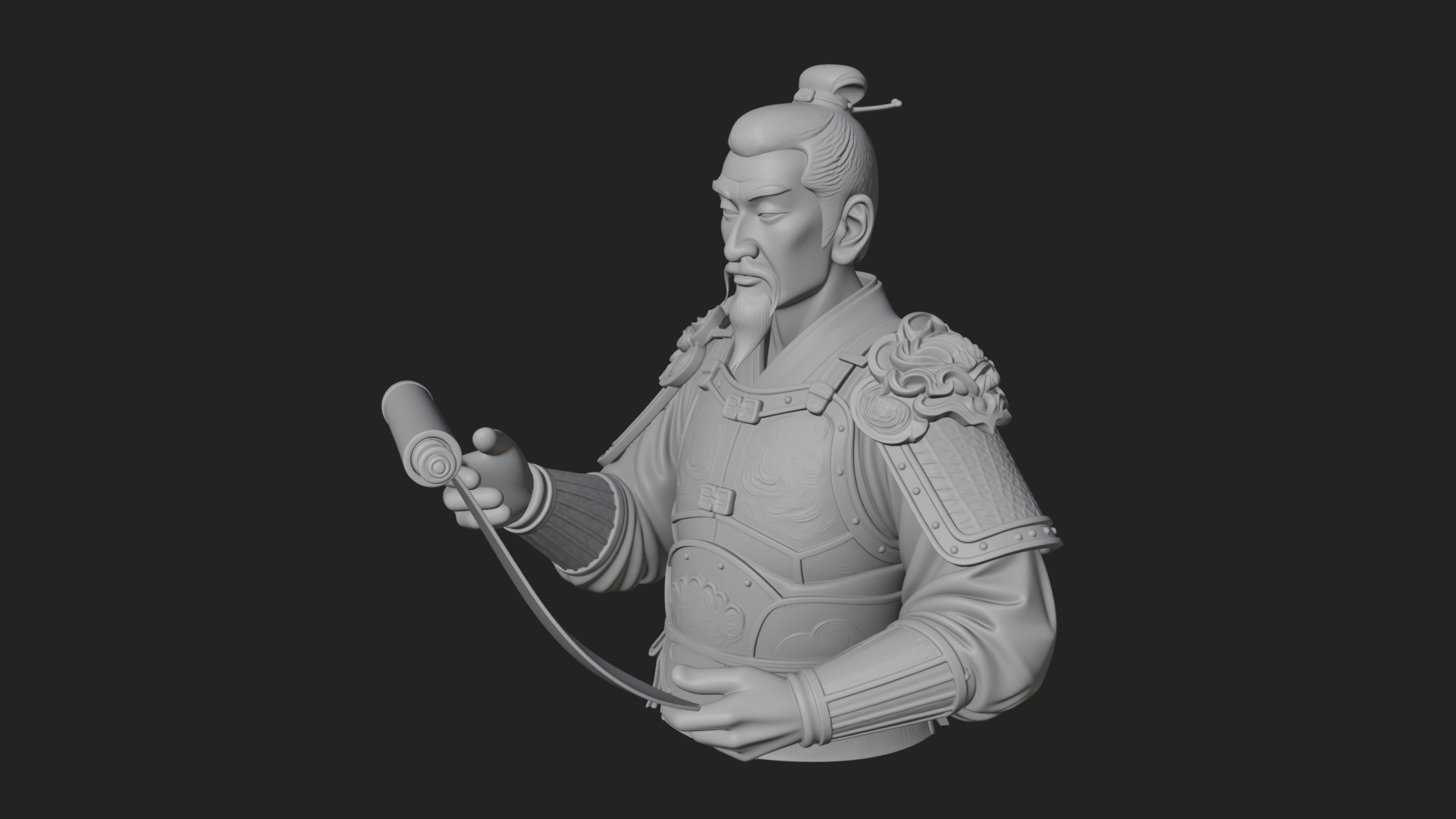 Armored Strategist Bust Design 7 3D Print Model 3D Model