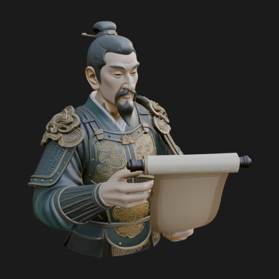 Armored Strategist Bust Design 7 3D Print Model