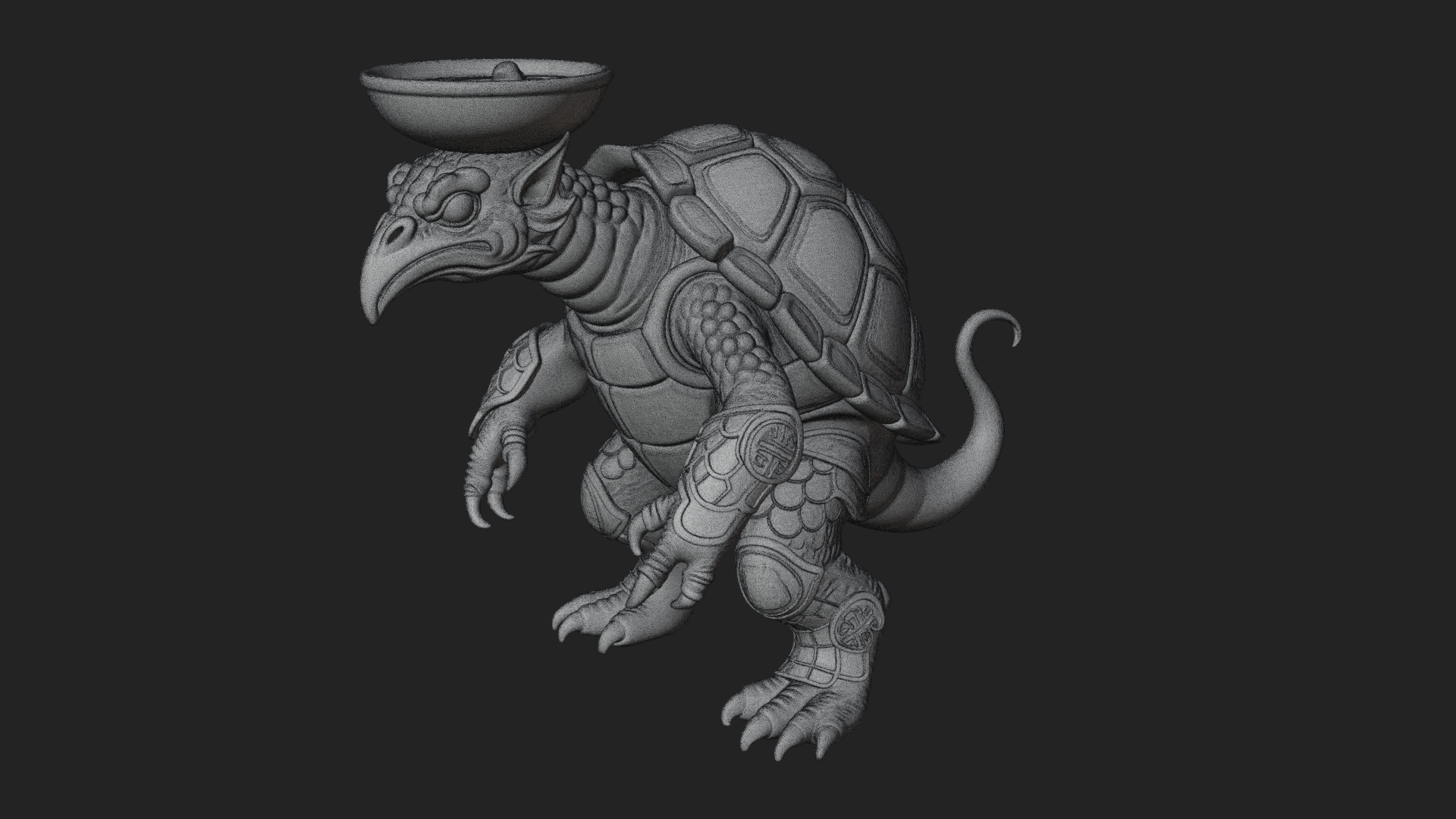 Armored Turtle Beast Statue Design 1 3D Print Model 3D Model