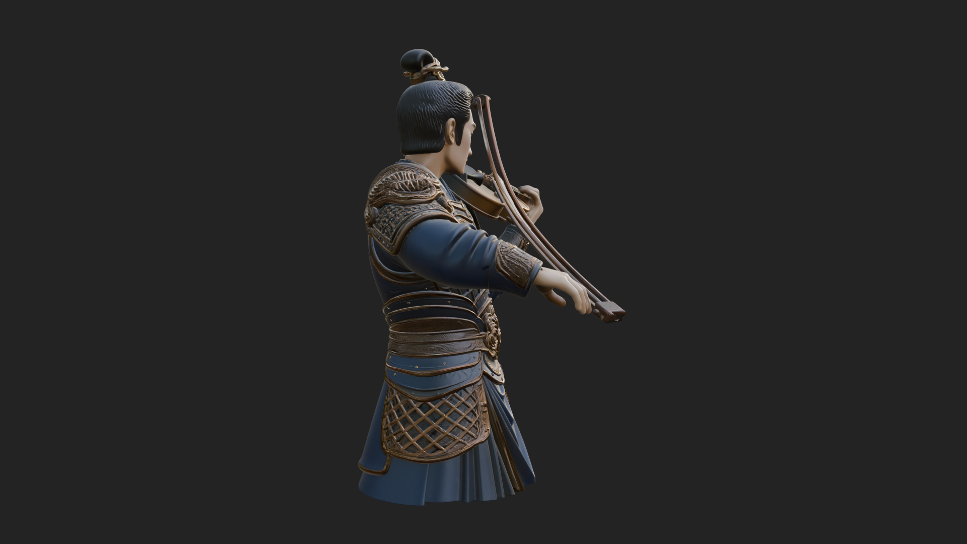 Armored Violin Player Bust Design 1 3D Print Model 3D Model