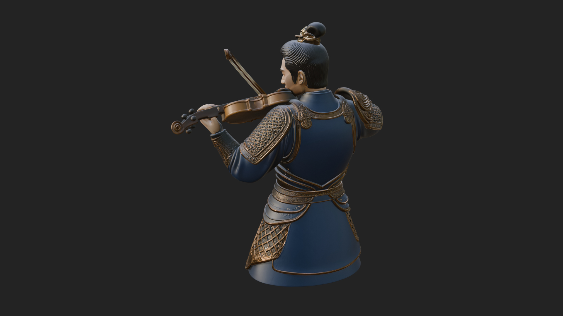 Armored Violin Player Bust Design 1 3D Print Model 3D Model