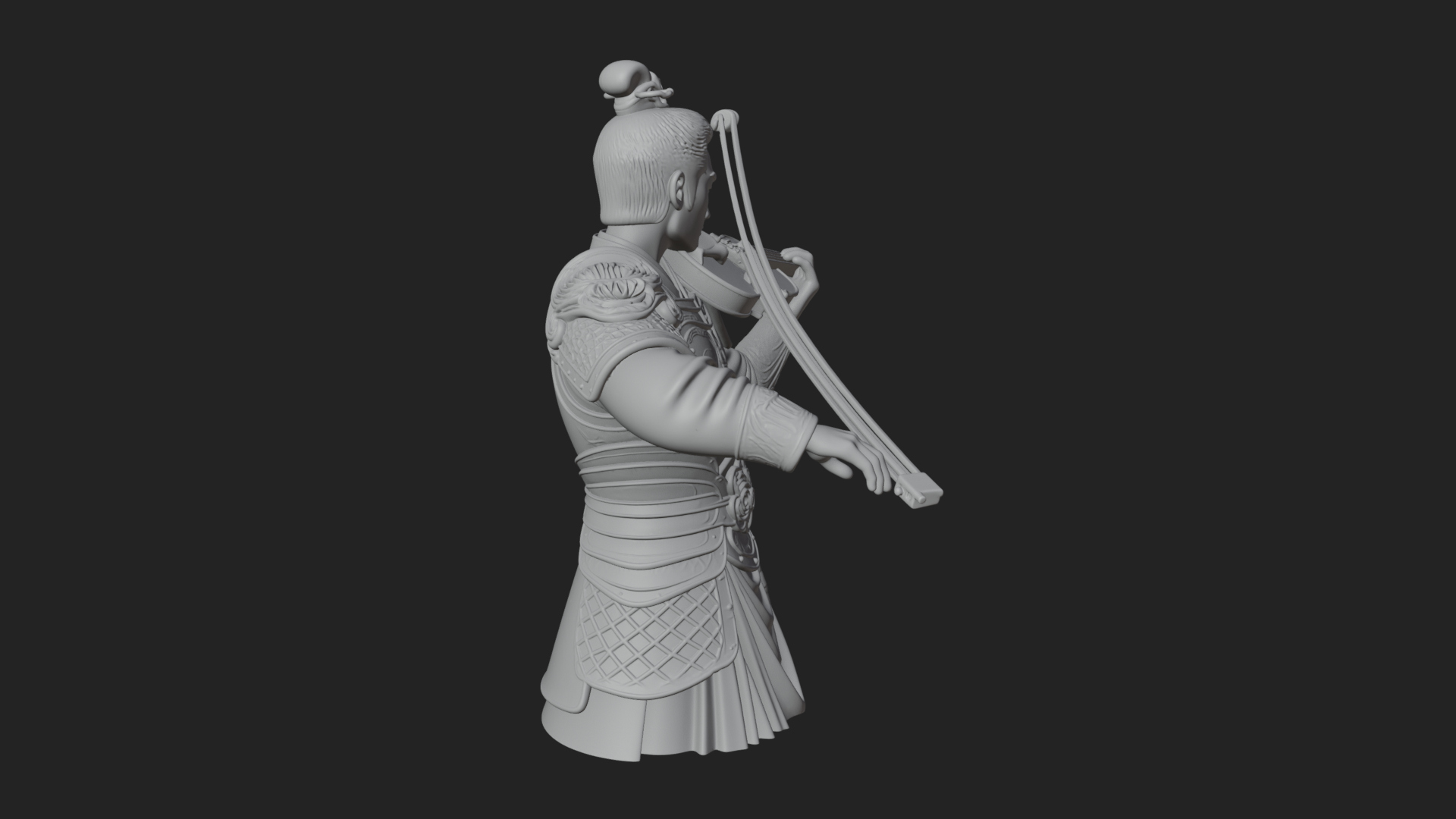 Armored Violin Player Bust Design 1 3D Print Model 3D Model