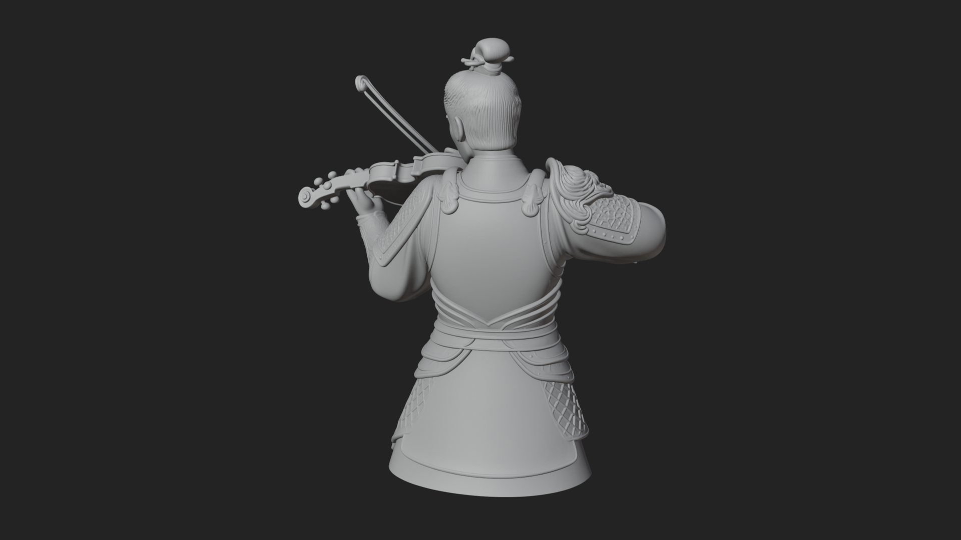 Armored Violin Player Bust Design 1 3D Print Model 3D Model