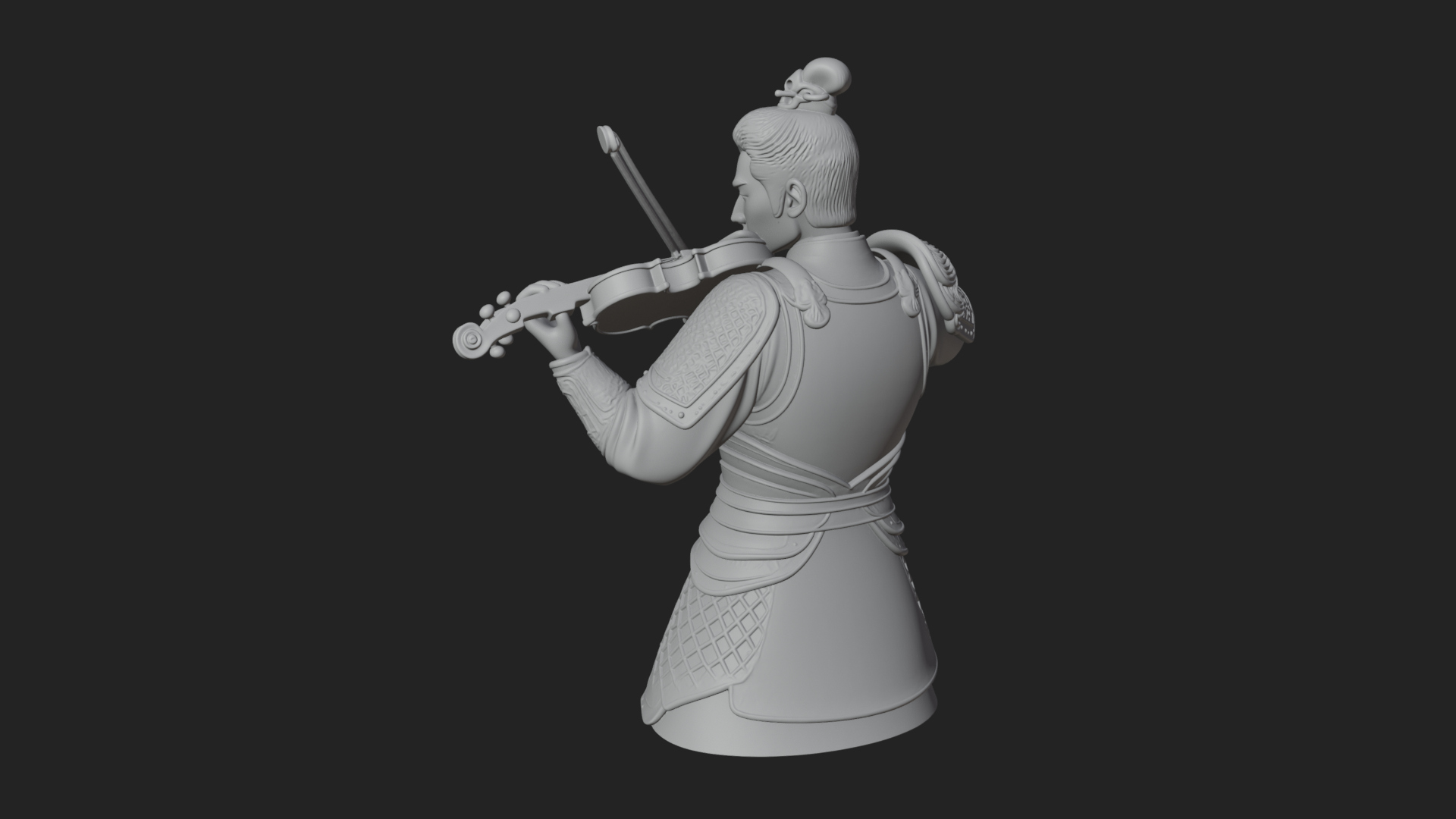 Armored Violin Player Bust Design 1 3D Print Model 3D Model