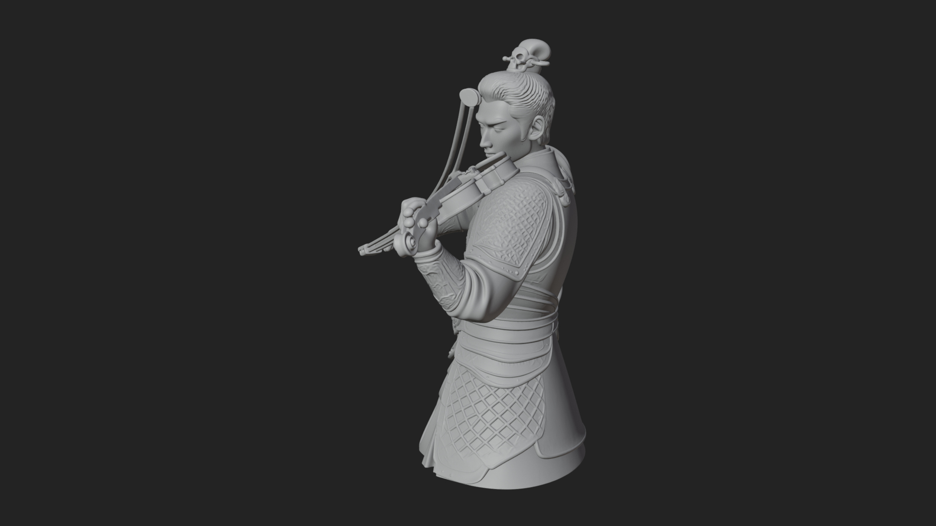Armored Violin Player Bust Design 1 3D Print Model 3D Model