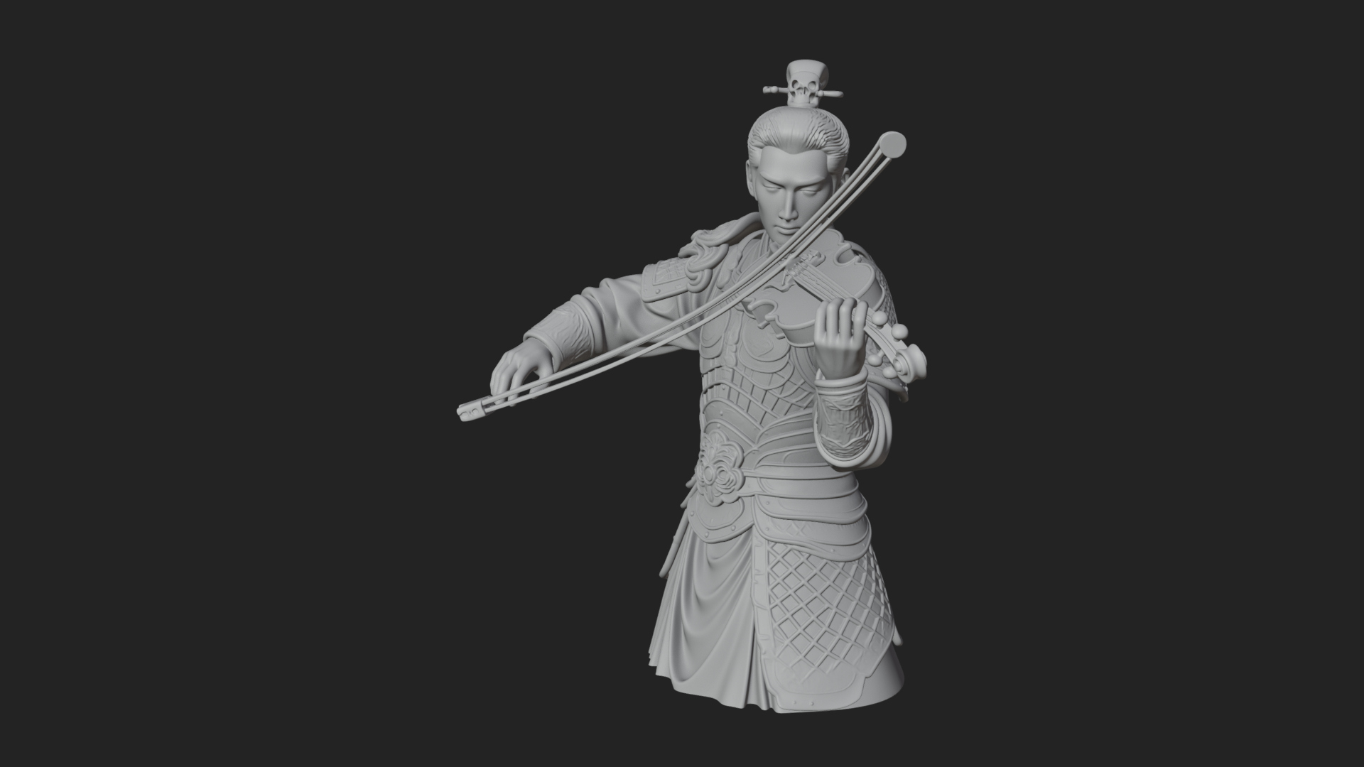 Armored Violin Player Bust Design 1 3D Print Model 3D Model