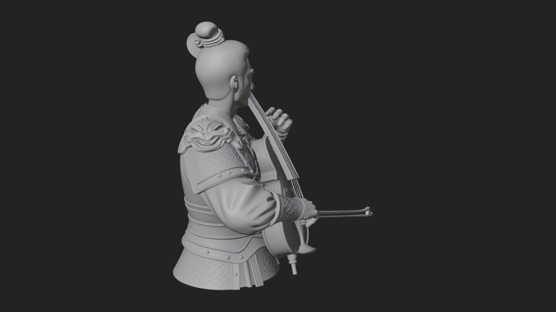Armored Violin Player Bust Design 2 3D Print Model 3D Model