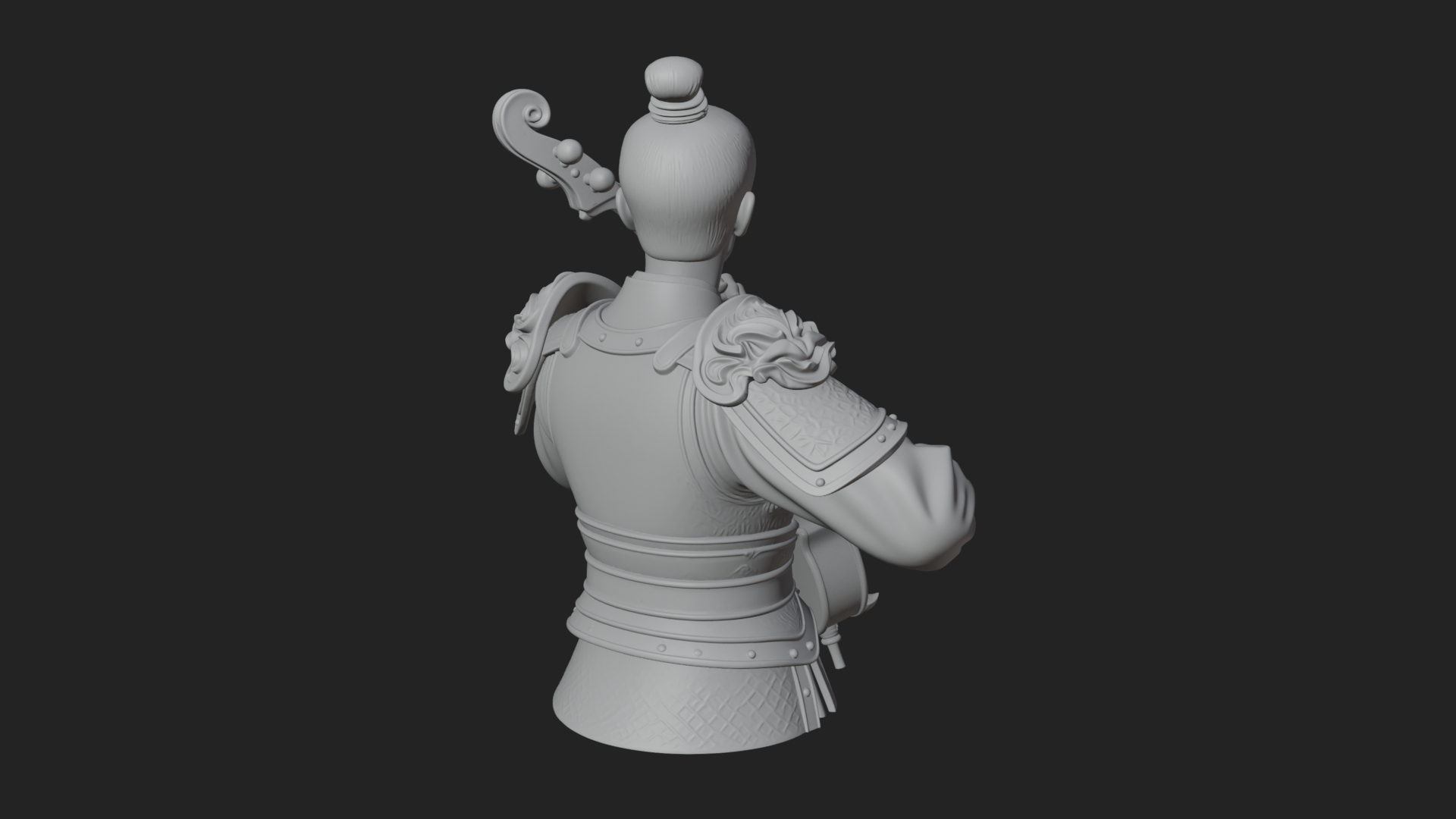 Armored Violin Player Bust Design 2 3D Print Model 3D Model