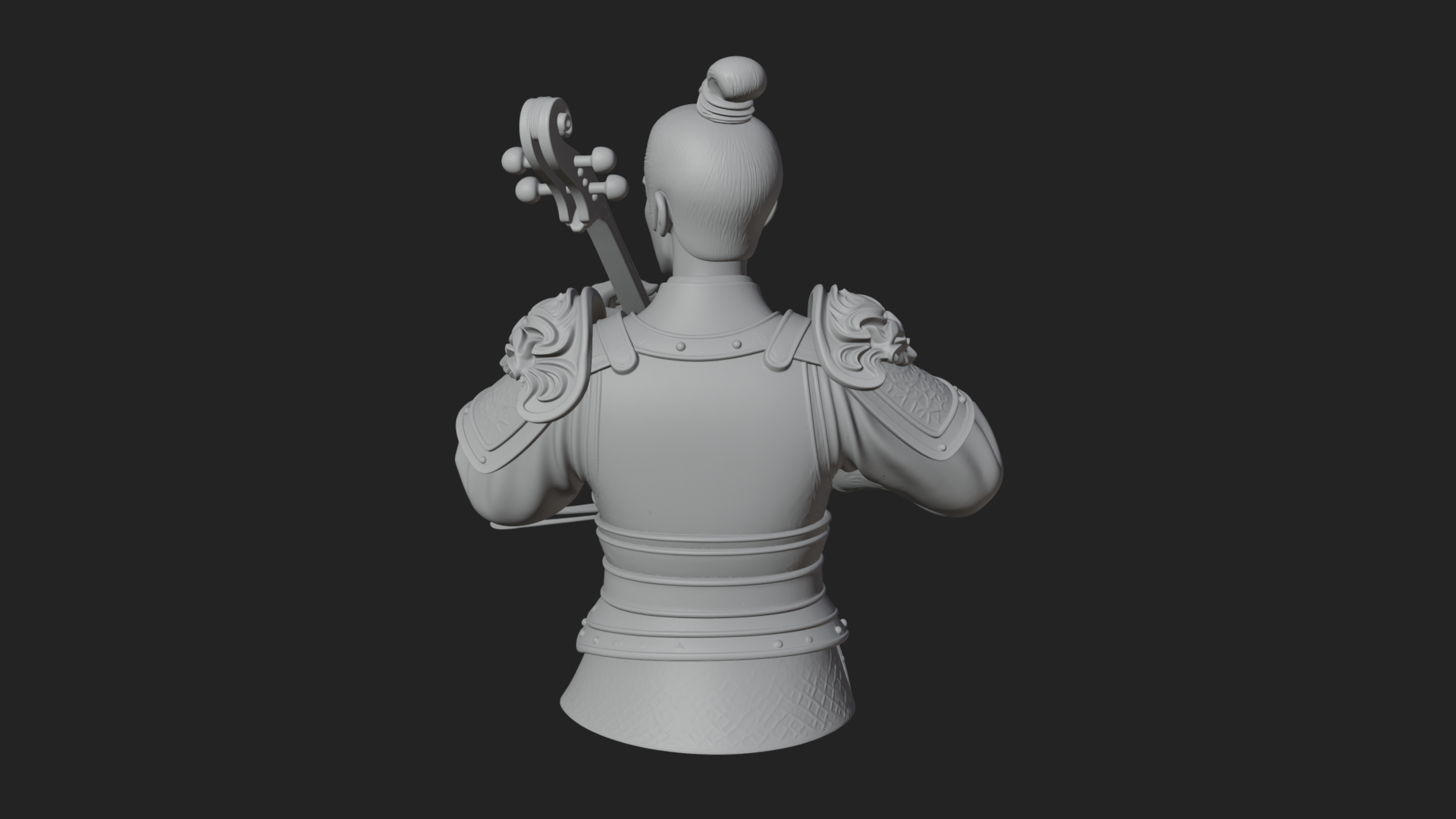 Armored Violin Player Bust Design 2 3D Print Model 3D Model